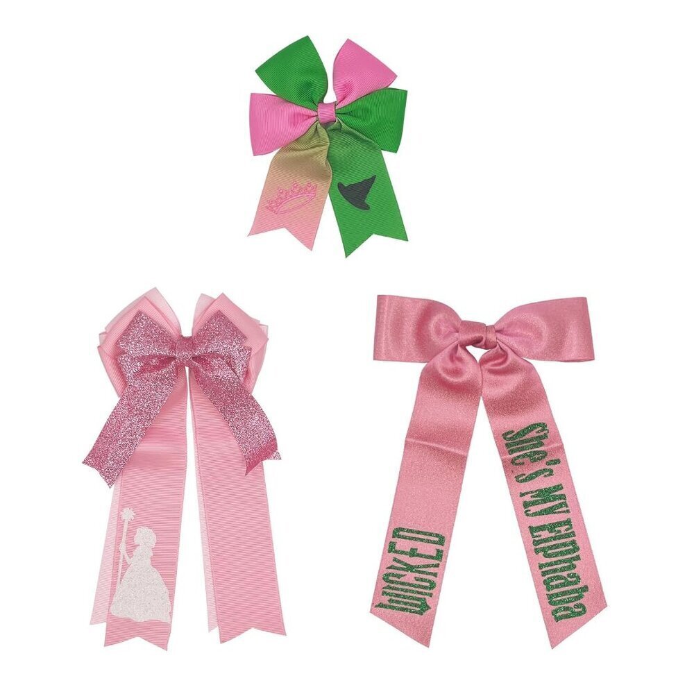 Sparkly Witch & Princess Hair Clips 3-Pack Glitter Hair Bows Hair Accessories